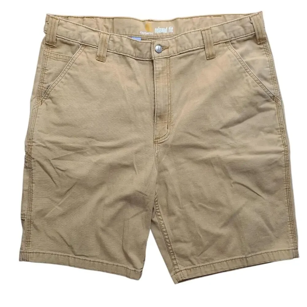 Carhartt Relaxed Fit Work Shorts Tan Canvas Carpenter Utility Size 48